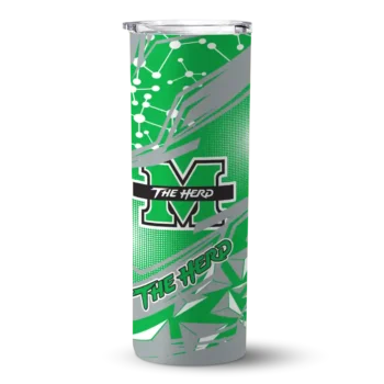 Custom Marshall Thundering Herd Helmet Clash Green Skinny Tumbler