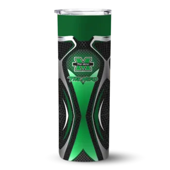 Custom Marshall Thundering Herd Superman Emblem Green Black Skinny Tumbler