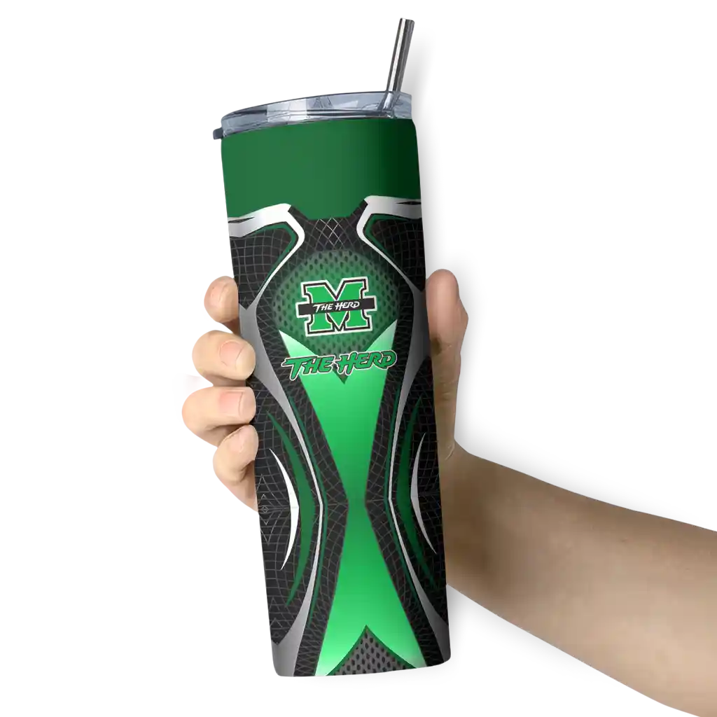custom-marshall-thundering-herd-superman-emblem-green-black-skinny-tumbler-premium-grade.webp