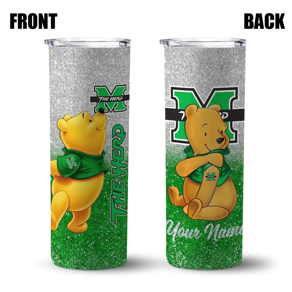 custom-marshall-thundering-herd-winnie-the-pooh-green-gray-skinny-tumbler-fashion-forward-1.webp