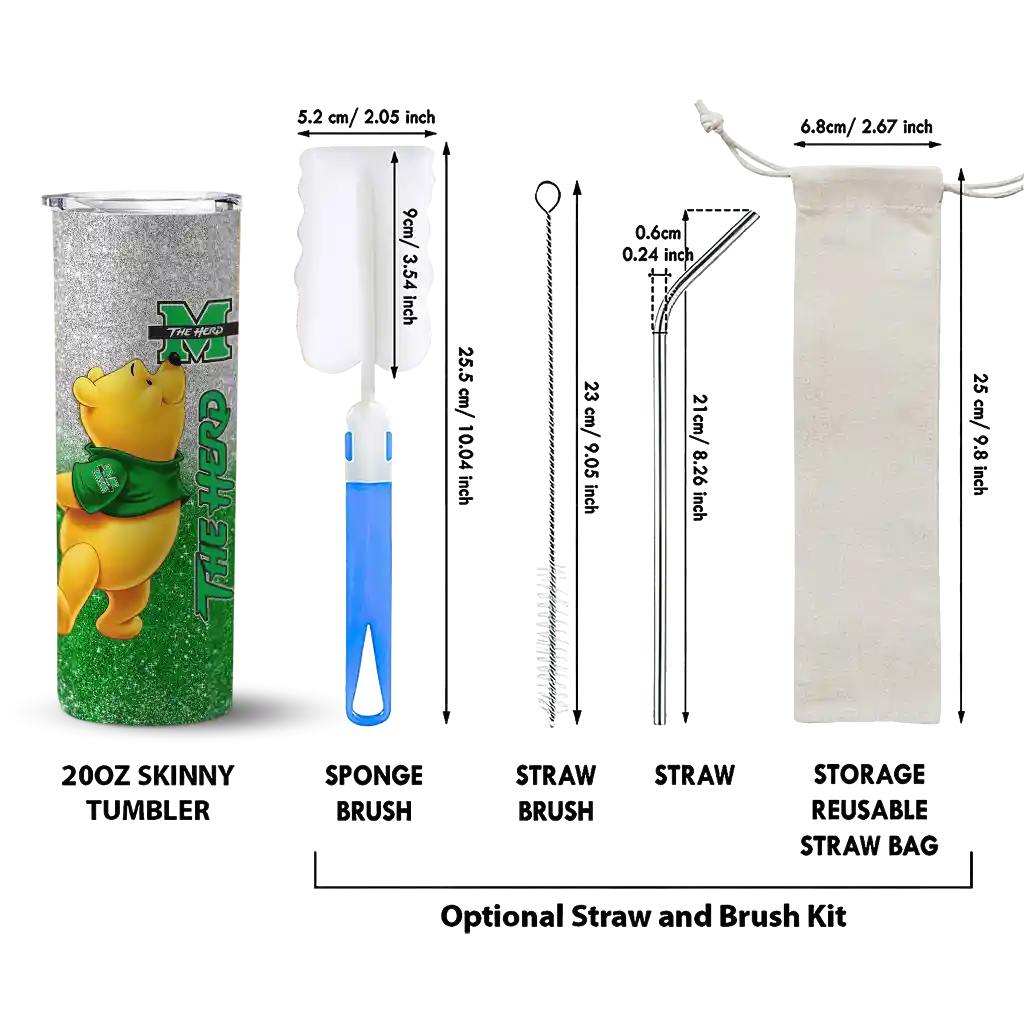 custom-marshall-thundering-herd-winnie-the-pooh-green-gray-skinny-tumbler-new-arrival-1.webp