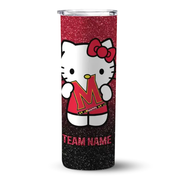 custom maryland terrapins hello kitty red black skinny tumbler best selling
