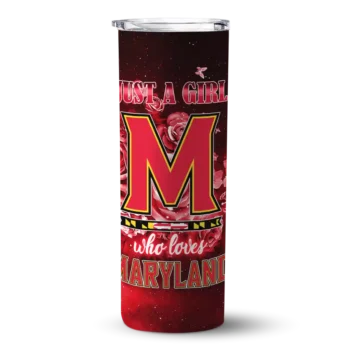 Custom Maryland Terrapins Rose Romance Red Black Skinny Tumbler