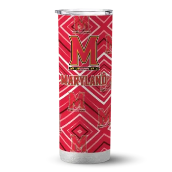 Custom Maryland Terrapins Zipper Leopard Red Skinny Tumbler