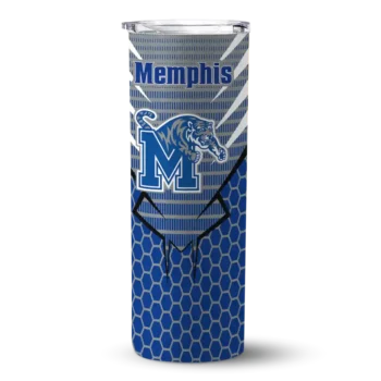 Custom Memphis Tigers Chevron Stripes Blue Skinny Tumbler