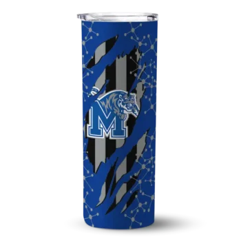 Custom Memphis Tigers Star Pop Blue Black Skinny Tumbler