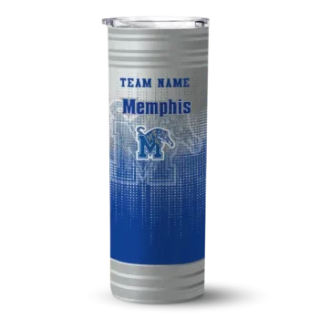 Custom Memphis Tigers Swirl Texture Blue Skinny Tumbler