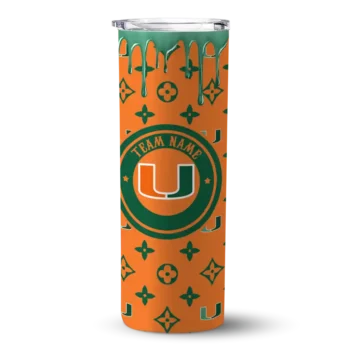 Custom Miami Hurricanes Camo Streak Orange Skinny Tumbler