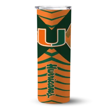 Custom Miami Hurricanes Camo Texture Orange Skinny Tumbler
