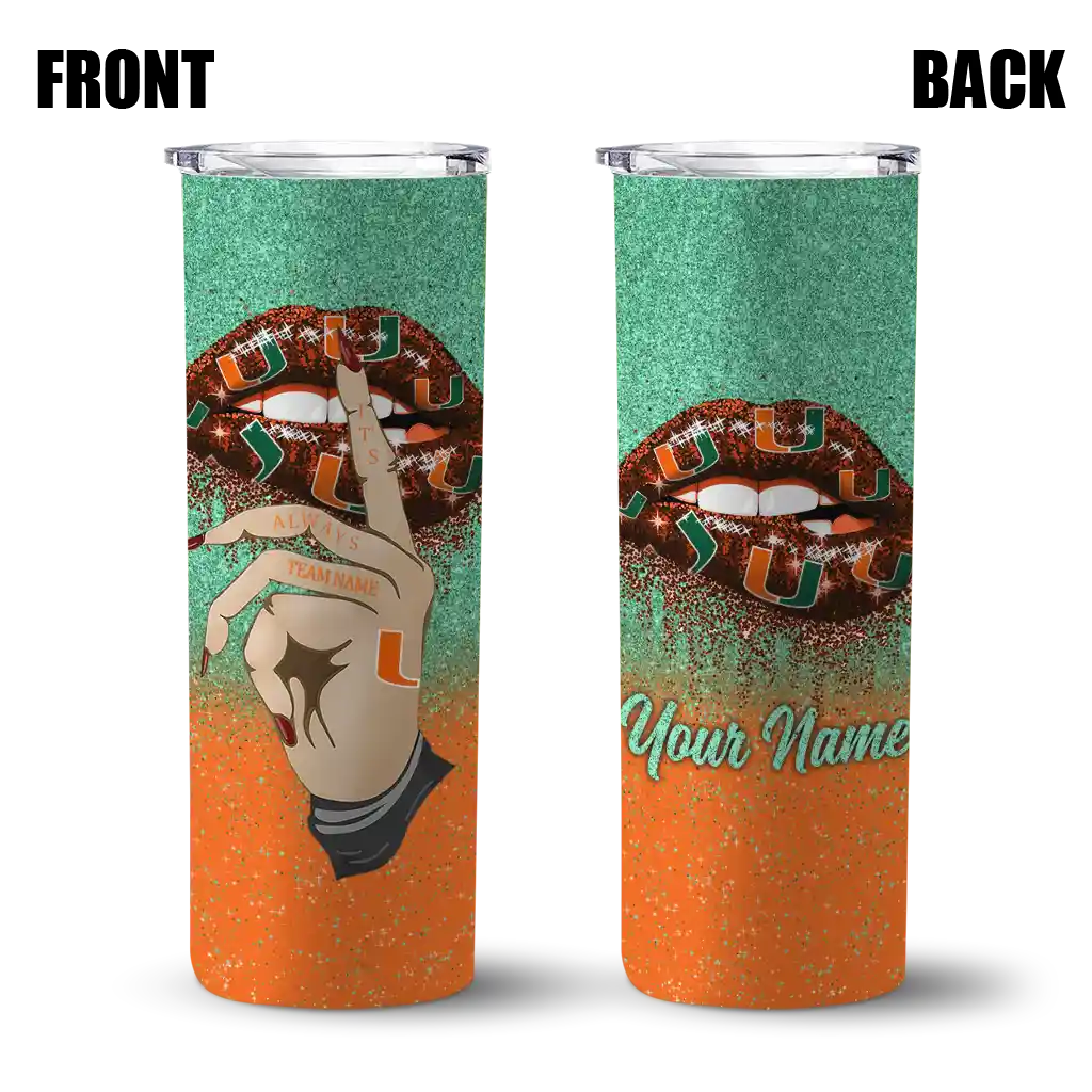 custom-miami-hurricanes-sparkle-lips-orange-skinny-tumbler-fashion-forward.webp