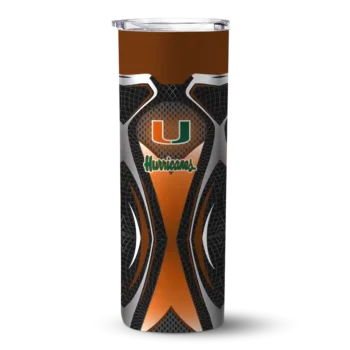 Custom Miami Hurricanes Superman Emblem Orange Black Skinny Tumbler