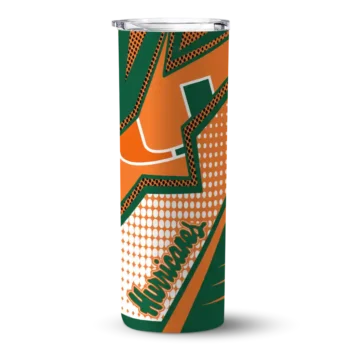 Custom Miami Hurricanes Web Stripes Orange White Skinny Tumbler