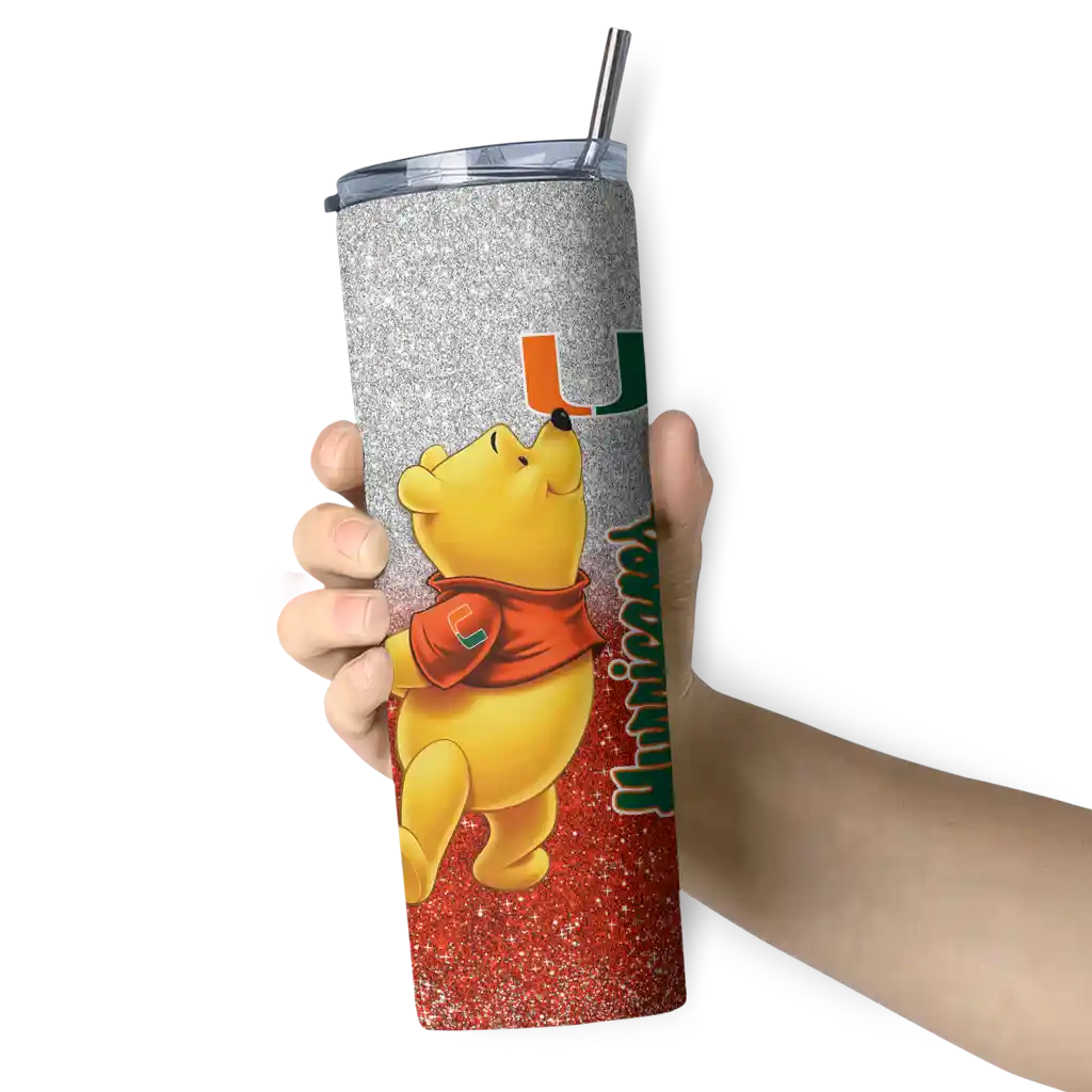 custom-miami-hurricanes-winnie-the-pooh-orange-gray-skinny-tumbler-premium-grade.webp