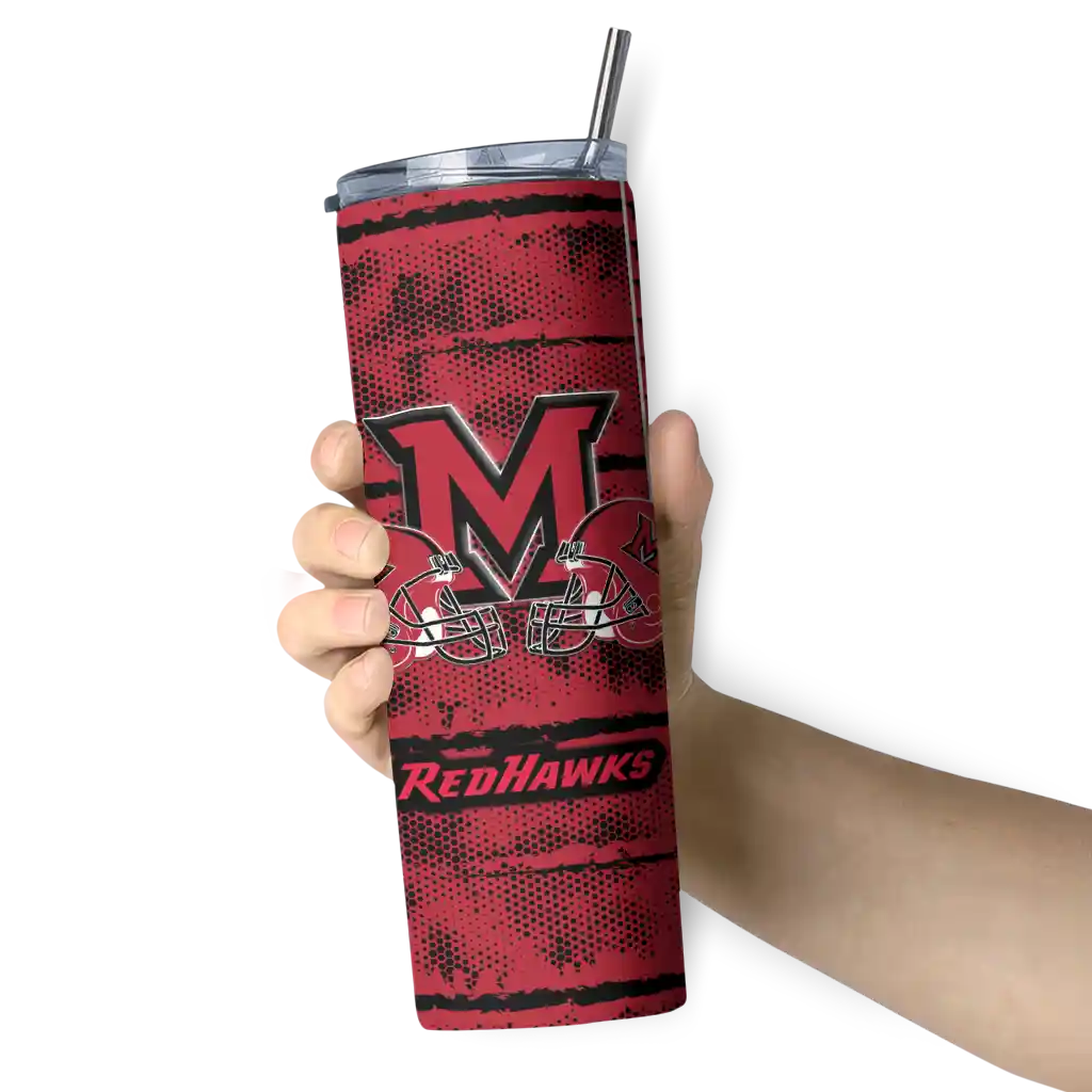 custom-miami-redhawks-chevron-patch-red-skinny-tumbler-premium-grade.webp