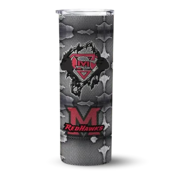 Custom Miami RedHawks Chevron V Red Gray Skinny Tumbler