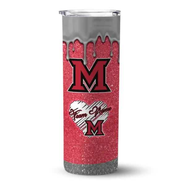 custom miami redhawks pixel fade red skinny tumbler best selling