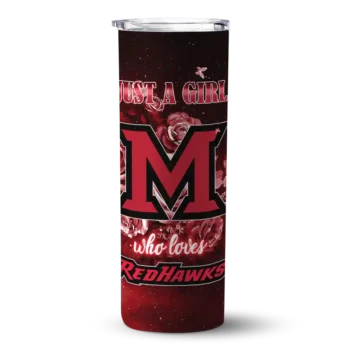 Custom Miami RedHawks Rose Romance Red Black Skinny Tumbler