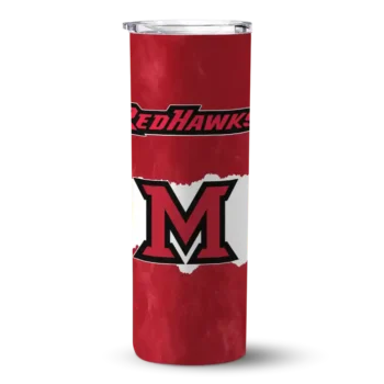 Custom Miami RedHawks Torn Band Red White Skinny Tumbler
