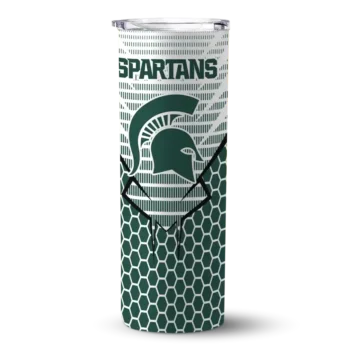 Custom Michigan State Spartans Chevron Stripes Green Skinny Tumbler