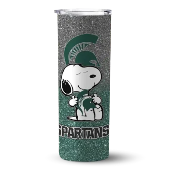 Custom Michigan State Spartans Snoopy Attitude Green Skinny Tumbler