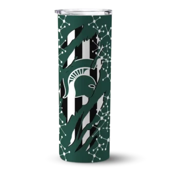 Custom Michigan State Spartans Star Pop Green Black Skinny Tumbler