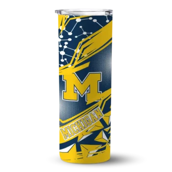 Custom Michigan Wolverines Helmet Clash Blue Skinny Tumbler