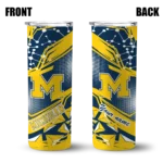 custom-michigan-wolverines-helmet-clash-blue-skinny-tumbler-best-selling.webp