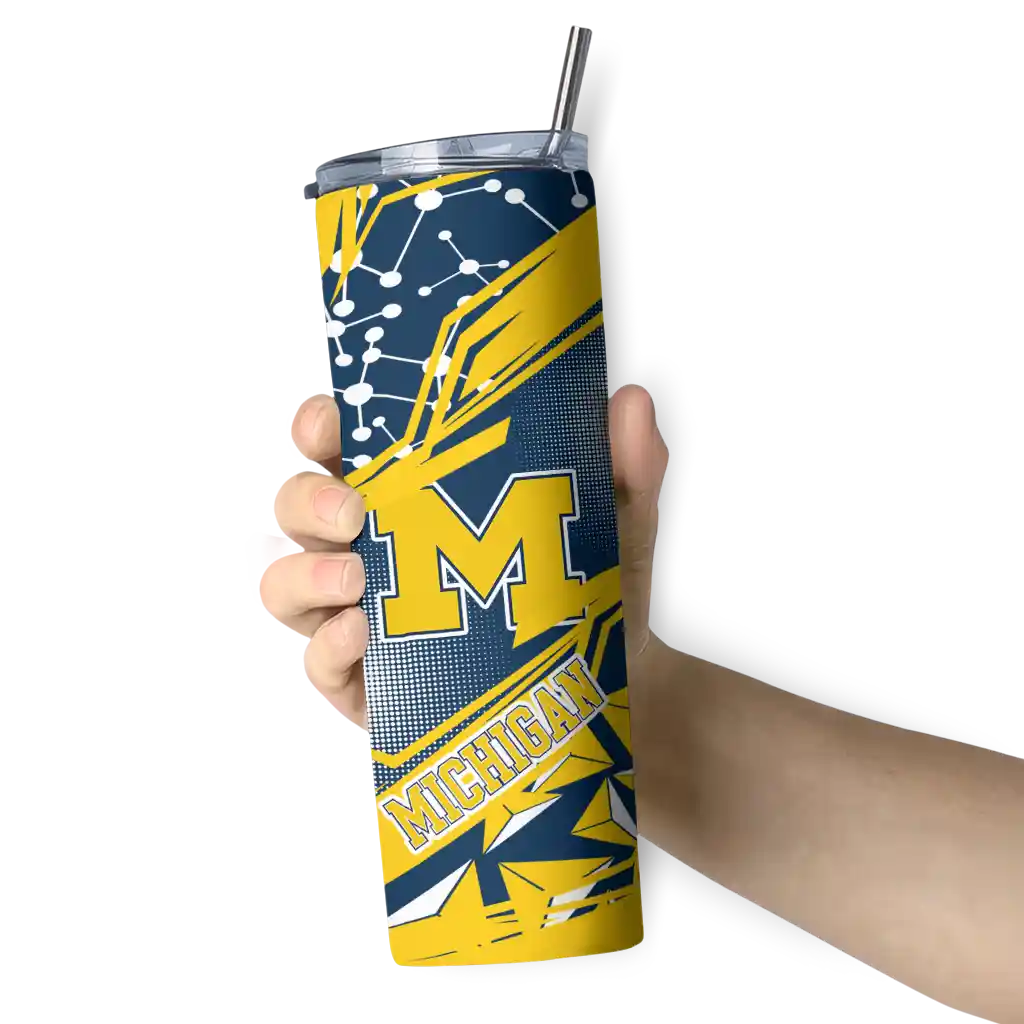 custom-michigan-wolverines-helmet-clash-blue-skinny-tumbler-premium-grade.webp