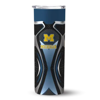 Custom Michigan Wolverines Superman Emblem Blue Black Skinny Tumbler
