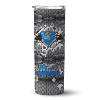 Custom Middle Tennessee Blue Raiders Chevron V Blue Gray Skinny Tumbler