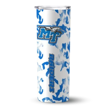 Custom Middle Tennessee Blue Raiders Claw Marks Blue White Skinny Tumbler