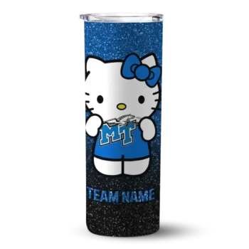 Custom Middle Tennessee Blue Raiders Hello Kitty Blue Black Skinny Tumbler