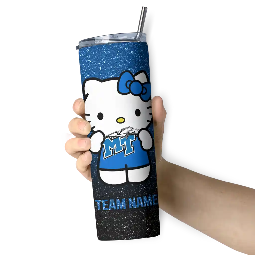 custom-middle-tennessee-blue-raiders-hello-kitty-blue-black-skinny-tumbler-premium-grade.webp