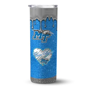 Custom Middle Tennessee Blue Raiders Pixel Fade Blue Skinny Tumbler