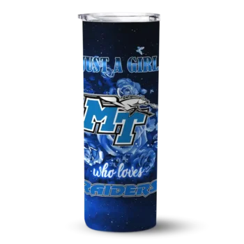 Custom Middle Tennessee Blue Raiders Rose Romance Blue Black Skinny Tumbler