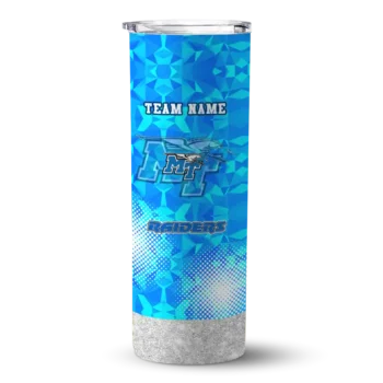 Custom Middle Tennessee Blue Raiders Starburst Tiles Blue Skinny Tumbler