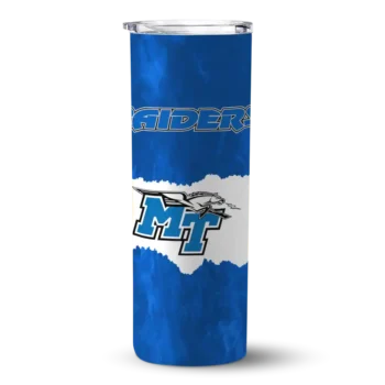 Custom Middle Tennessee Blue Raiders Torn Band Blue White Skinny Tumbler