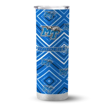Custom Middle Tennessee Blue Raiders Zipper Leopard Blue Skinny Tumbler