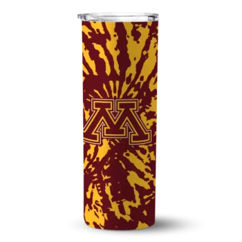 Custom Minnesota Golden Gophers Metallic Grid Maroon Skinny Tumbler