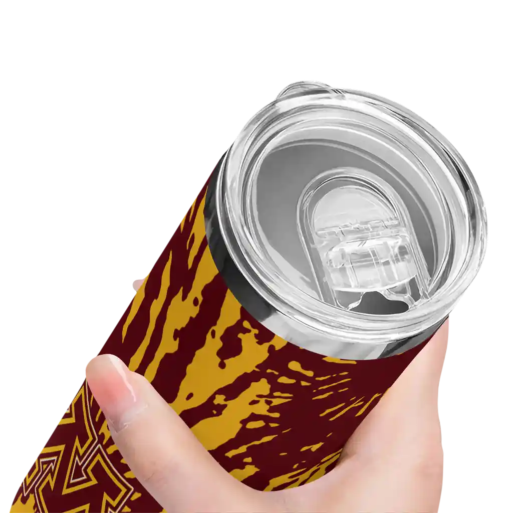 custom-minnesota-golden-gophers-metallic-grid-maroon-skinny-tumbler-high-quality.webp