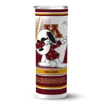 Custom Minnesota Golden Gophers Snoopy Dog Maroon White Skinny Tumbler