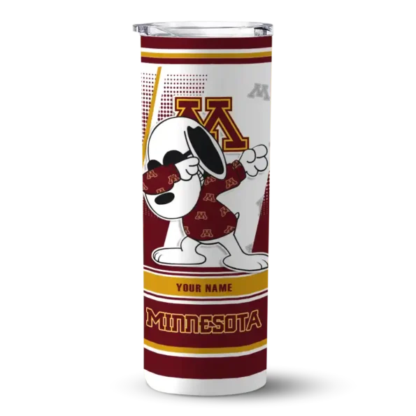 custom minnesota golden gophers snoopy dog maroon white skinny tumbler best selling