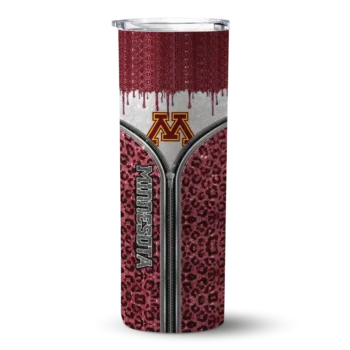 Custom Minnesota Golden Gophers Sparkle Drip Maroon Skinny Tumbler
