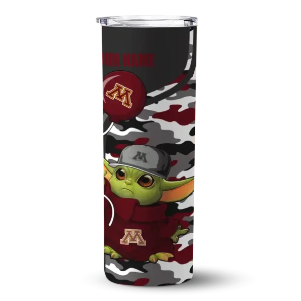 custom minnesota golden gophers yoda camo maroon black skinny tumbler best selling