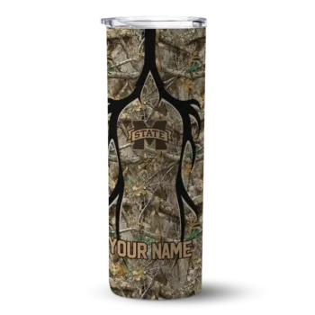 Custom Mississippi State Bulldogs Antler Flow Camo Skinny Tumbler
