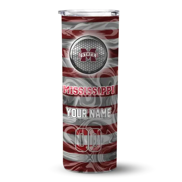 custom mississippi state bulldogs patterned waves maroon skinny tumbler best selling