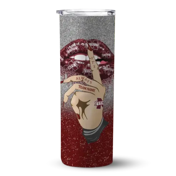 custom mississippi state bulldogs sparkle lips maroon skinny tumbler best selling