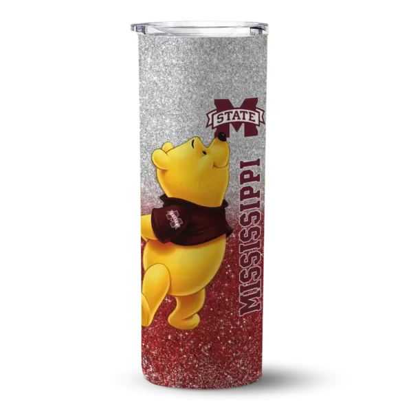 custom mississippi state bulldogs winnie the pooh maroon gray skinny tumbler best selling