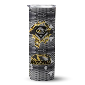 Custom Missouri Tigers Chevron V Black Gray Skinny Tumbler