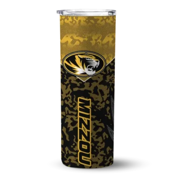 Custom Missouri Tigers Spiral Burst Print Black Skinny Tumbler